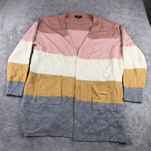 Modern Open Cardigan Sweater Canvas Womens‎ XL Multicolor Striped